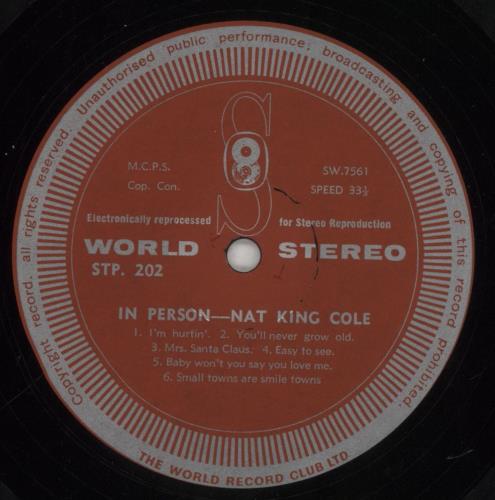 Nat King Cole In Person vinyl LP album (LP record) UK NKCLPIN855476