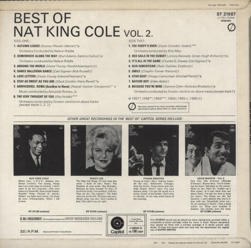 Nat King Cole The Best Of Nat King Cole Volume 2 vinyl LP album (LP record) UK NKCLPTH887777