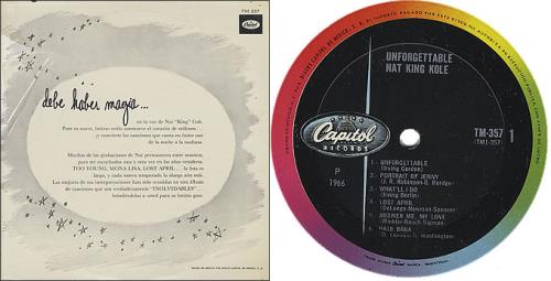 Nat King Cole Unforgettable vinyl LP album (LP record) Mexican NKCLPUN379576