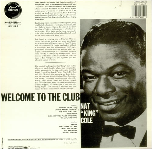 Nat King Cole Welcome To The Club vinyl LP album (LP record) French NKCLPWE451192
