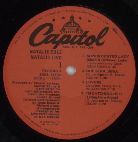 Natalie Cole Natalie ... Live! 2-LP vinyl record set (Double LP Album) US NCO2LNA884565