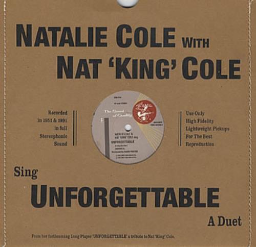 Natalie Cole Unforgettable 10" vinyl single (10 inch record) UK NCO10UN102718