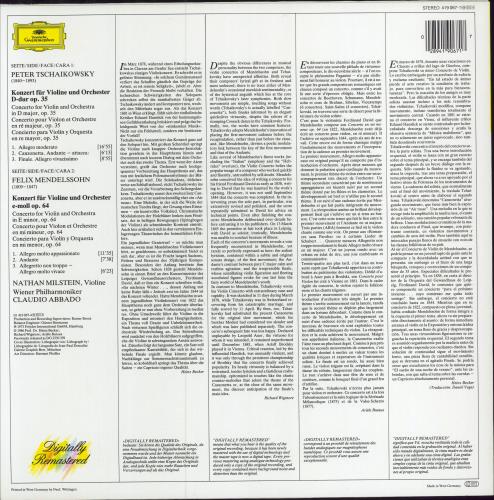 Nathan Milstein Tchaikovsky / Mendelssohn Violin Concertos vinyl LP album (LP record) German N27LPTC780111