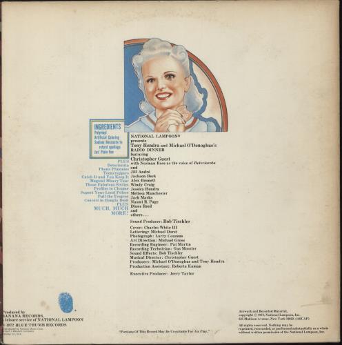 National Lampoon Radio Dinner vinyl LP album (LP record) US NFTLPRA880314