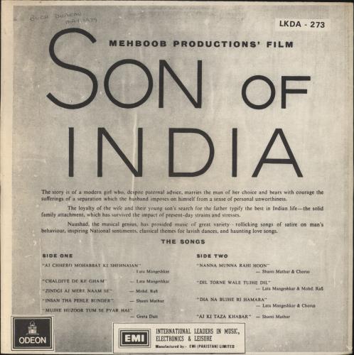 Naushad Son Of India vinyl LP album (LP record) Pakistani OJ9LPSO824427