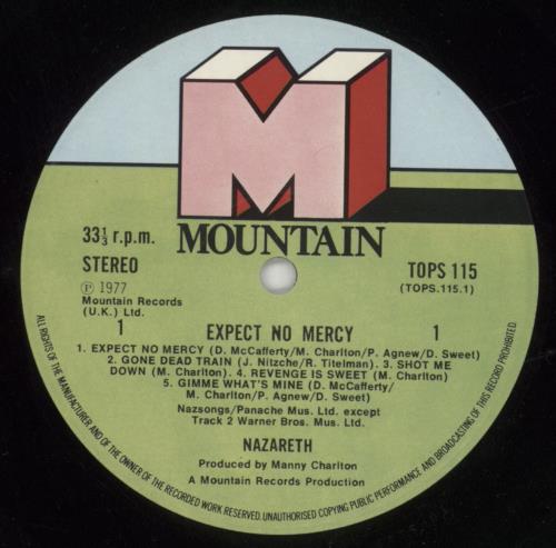 Nazareth Expect No Mercy - VG+ vinyl LP album (LP record) UK NZRLPEX392287
