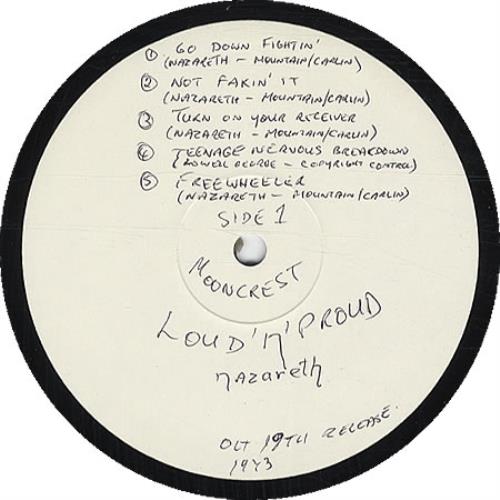 Nazareth Loud 'N' Proud - Test Pressing vinyl LP album (LP record) UK NZRLPLO325555