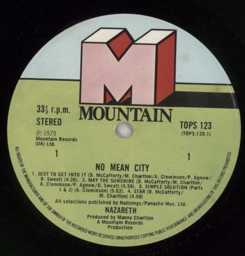 Nazareth No Mean City + merch insert - VG vinyl LP album (LP record) UK NZRLPNO792605