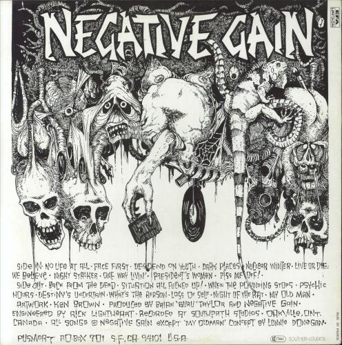 Negative Gain Back From The Dead vinyl LP album (LP record) US NYHLPBA833026