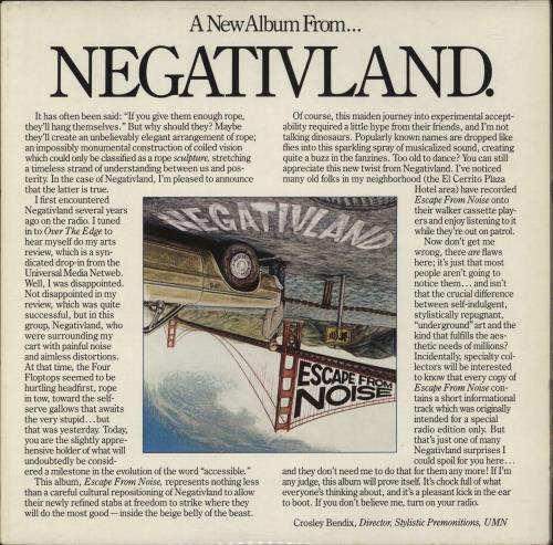 Negativland Escape From Noise - Complete vinyl LP album (LP record) Swiss NEGLPES880191