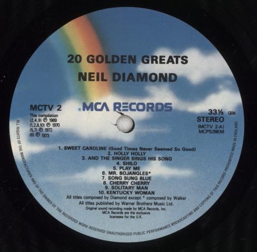 Neil Diamond 20 Golden Greats vinyl LP album (LP record) UK NDILPGO392462