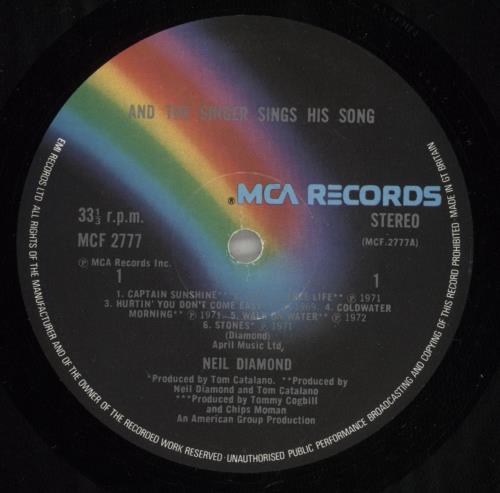 Neil Diamond And The Singer Sings His Song vinyl LP album (LP record) UK NDILPAN361441