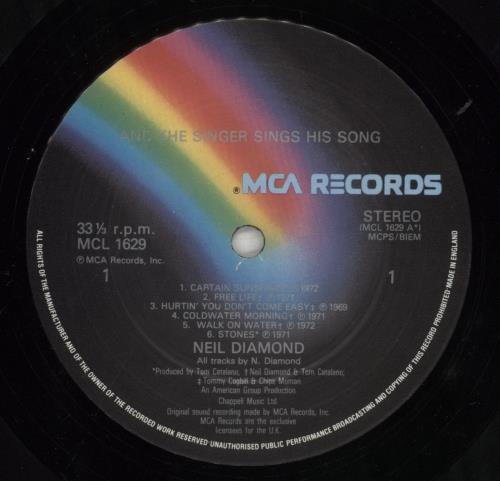 Neil Diamond And The Singer Sings His Song vinyl LP album (LP record) UK NDILPAN392461