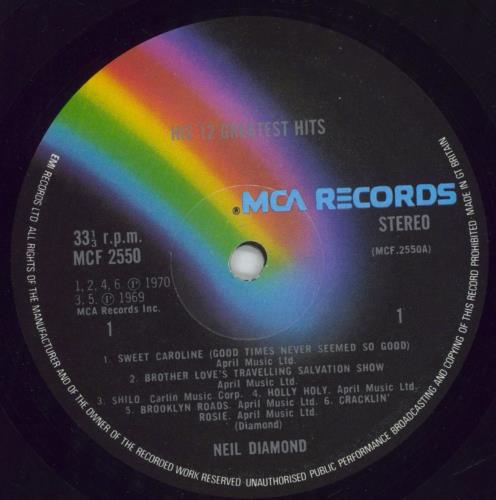Neil Diamond His 12 Greatest Hits vinyl LP album (LP record) UK NDILPHI27600