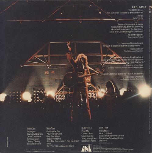 Neil Diamond Hot August Night 2-LP vinyl record set (Double LP Album) UK NDI2LHO362866