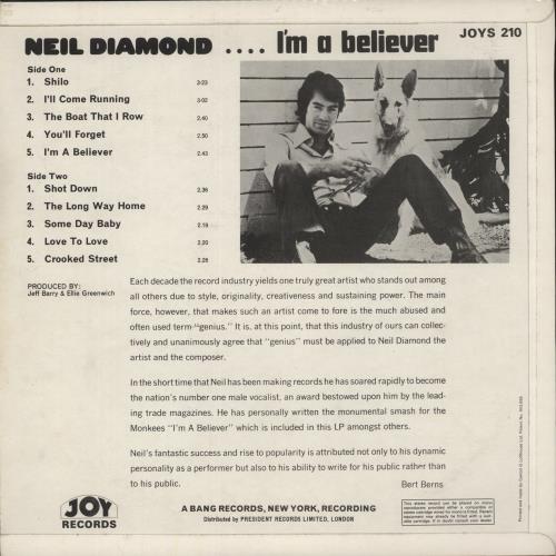 Neil Diamond I'm A Believer vinyl LP album (LP record) UK NDILPIM238271