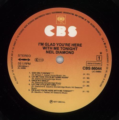 Neil Diamond I'm Glad You're Here With Me Tonight - Hype Sticker vinyl LP album (LP record) Dutch NDILPIM864387
