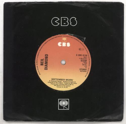 Neil Diamond September Morn' 7" vinyl single (7 inch record / 45) UK NDI07SE733551