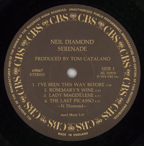 Neil Diamond Serenade vinyl LP album (LP record) UK NDILPSE574302