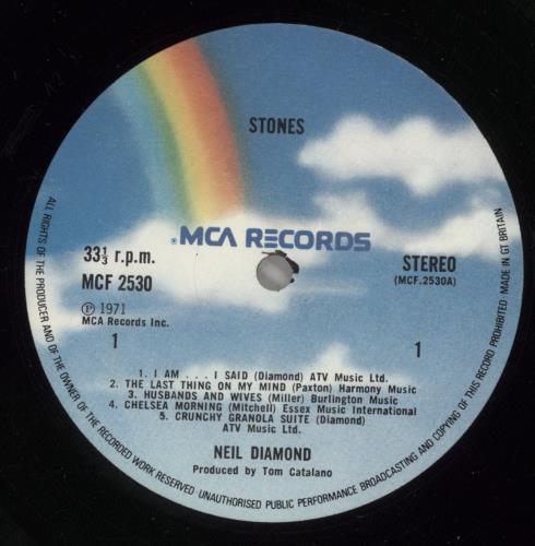 Neil Diamond Stones vinyl LP album (LP record) UK NDILPST393914