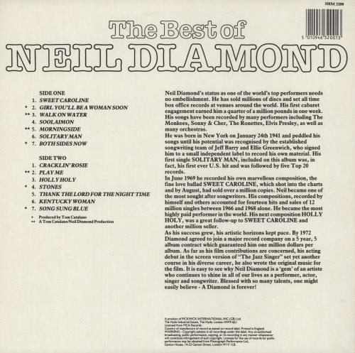 Neil Diamond The Best Of Neil Diamond vinyl LP album (LP record) UK NDILPTH331403