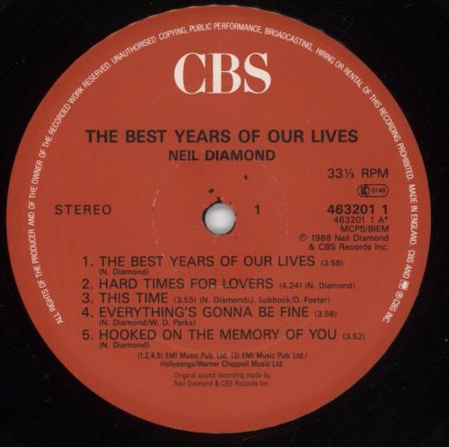 Neil Diamond The Best Years Of Our Lives vinyl LP album (LP record) UK NDILPTH573367