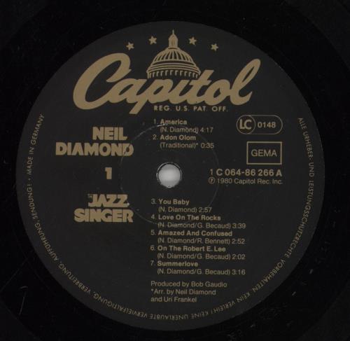Neil Diamond The Jazz Singer vinyl LP album (LP record) German NDILPTH317198