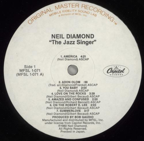 Neil Diamond The Jazz Singer vinyl LP album (LP record) US NDILPTH431876