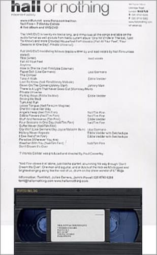 Neil Finn 7 Worlds Collide video (VHS or PAL or NTSC) UK NFNVIWO201779