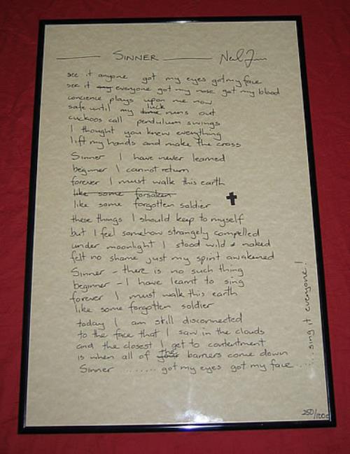 Neil Finn Sinner memorabilia US NFNMMSI347266