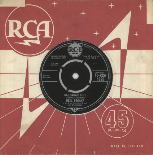Neil Sedaka Calendar Girl 7" vinyl single (7 inch record / 45) UK NSK07CA491560