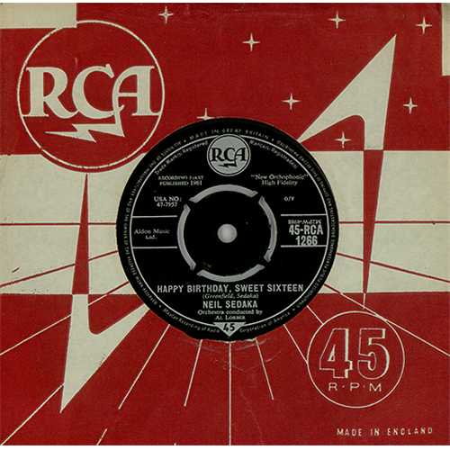 Neil Sedaka Happy Birthday Sweet Sixteen 7" vinyl single (7 inch record / 45) UK NSK07HA408538