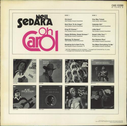 Neil Sedaka Oh Carol vinyl LP album (LP record) German NSKLPOH802711