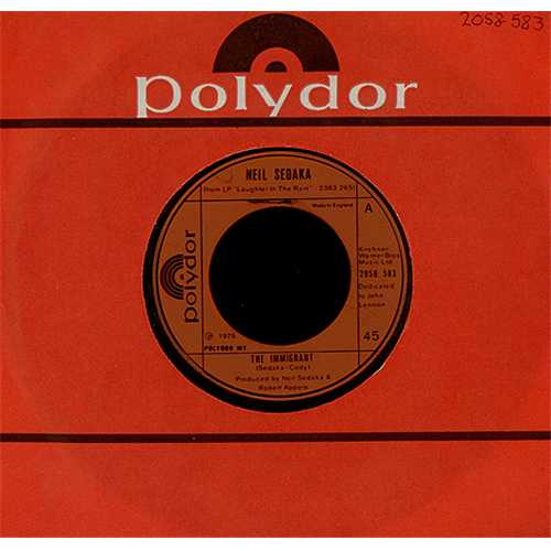 Neil Sedaka The Immigrant 7" vinyl single (7 inch record / 45) UK NSK07TH405869