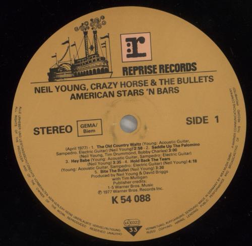 Neil Young American Stars 'N Bars vinyl LP album (LP record) German YOULPAM632545