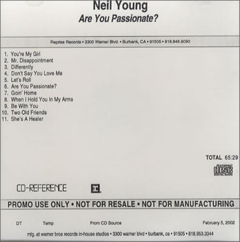 Neil Young Are You Passionate? CD-R acetate US YOUCRAR213351
