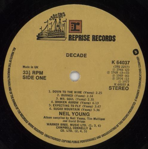 Neil Young Decade - VG 3-LP vinyl record set (Triple LP Album) UK YOU3LDE713195
