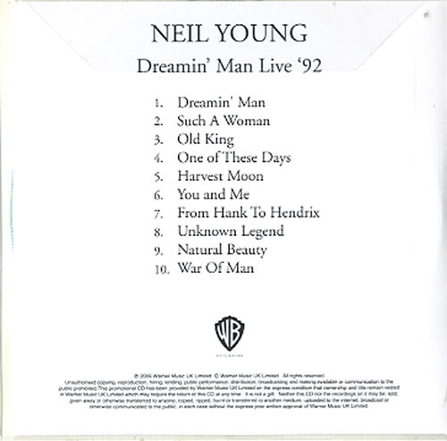 Neil Young Dreamin' Man Live '92 CD album (CDLP) UK YOUCDDR626342