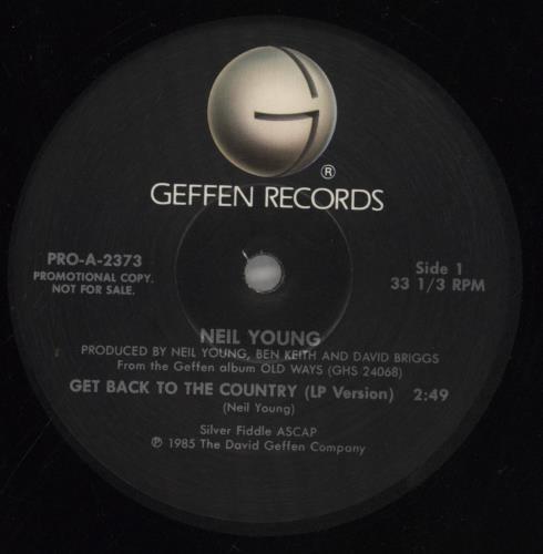 Neil Young Get Back To The Country 12" vinyl single (12 inch record / Maxi-single) US YOU12GE67772