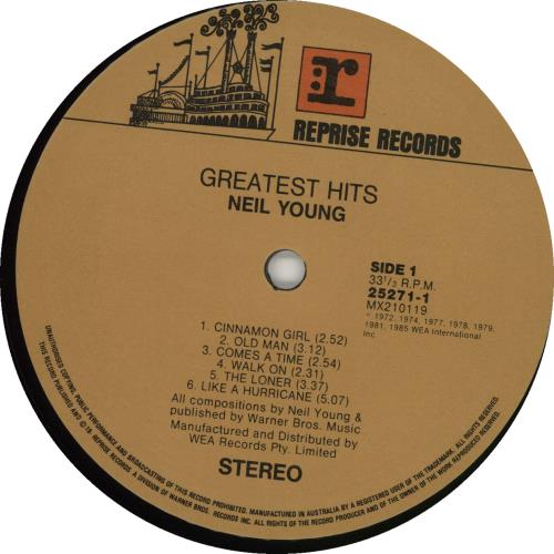 Neil Young Greatest Hits vinyl LP album (LP record) Australian YOULPGR181045