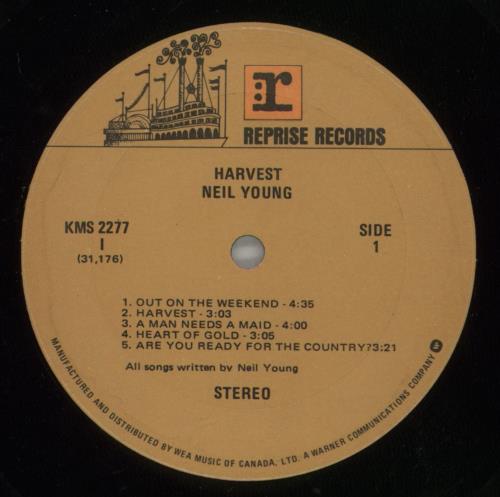Neil Young Harvest vinyl LP album (LP record) Canadian YOULPHA626775