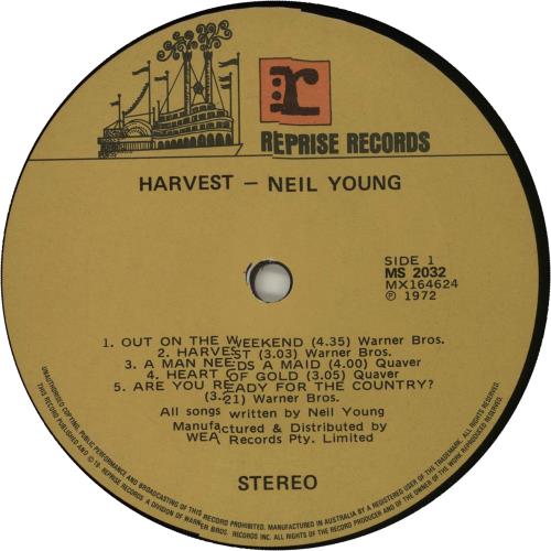 Neil Young Harvest vinyl LP album (LP record) Australian YOULPHA656105