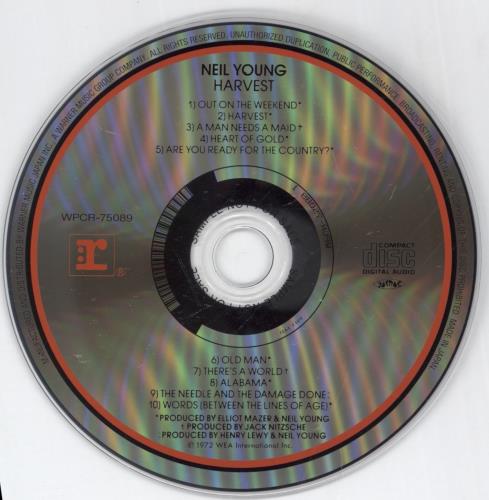 Neil Young Harvest CD album (CDLP) Japanese YOUCDHA890602