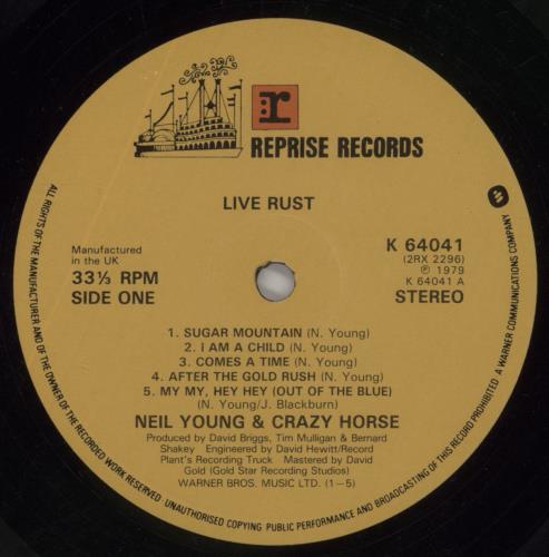Neil Young Live Rust - VG 2-LP vinyl record set (Double LP Album) UK YOU2LLI861201