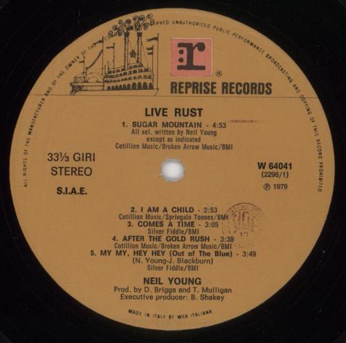 Neil Young Live Rust 2-LP vinyl record set (Double LP Album) Italian YOU2LLI890336