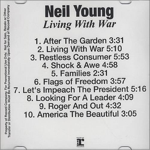 Neil Young Living With War CD-R acetate US YOUCRLI363452