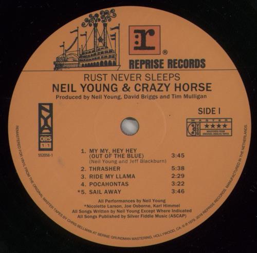 Neil Young Rust Never Sleeps vinyl LP album (LP record) UK YOULPRU867780