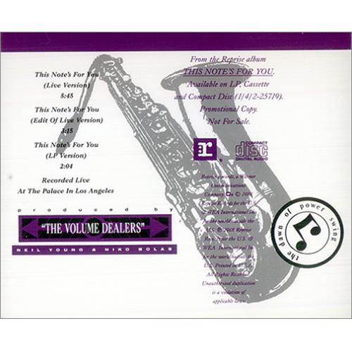 Neil Young This Note's For You CD single (CD5 / 5") US YOUC5TH108419