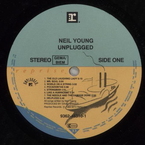 Neil Young Unplugged - EX vinyl LP album (LP record) German YOULPUN579568
