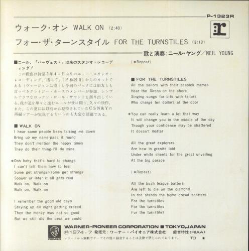 Neil Young Walk On 7" vinyl single (7 inch record / 45) Japanese YOU07WA846635
